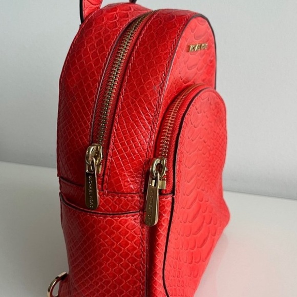 Mini Michael Kors Fiery Red Textured Backpack - Picture 7 of 8